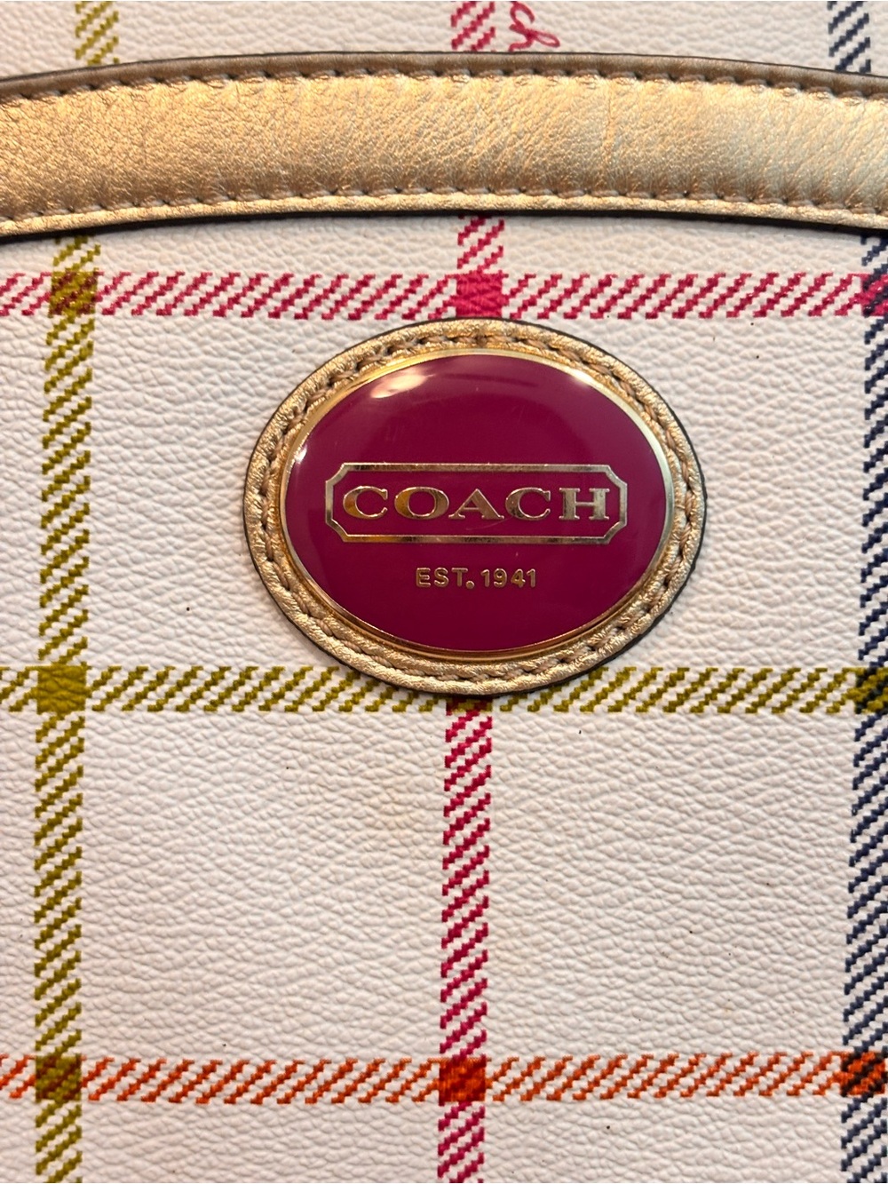 COACH 2011 Peyton Tattersall Plaid Satchel Shoulder Bag - Picture 2 of 16